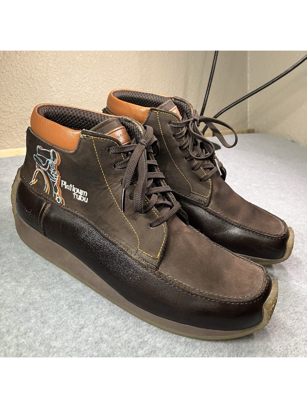 Vintage Platinum FUBU Fat Albert Shoes Dark Brown Leather Size 9 Mens